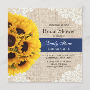 Invitation Dentelle de tournesols et Fête de la mariée