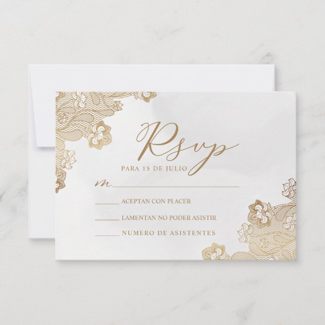 Invitation Dentelle d'huile d'or Ornate Nuestra Boda Mariage  (Devant)