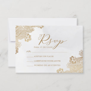 Invitation Dentelle d'huile d'or Ornate Nuestra Boda Mariage 