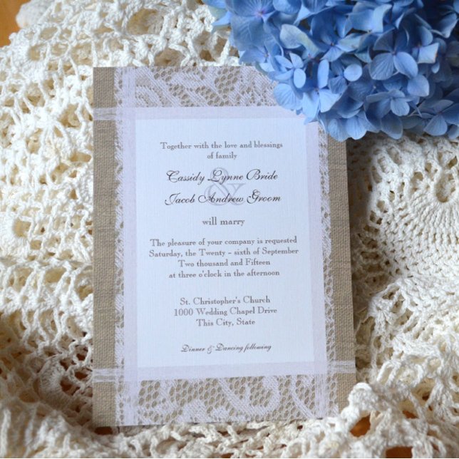 Invitation Dentelle et Burlap Mariage rustique (Créateur téléchargé)