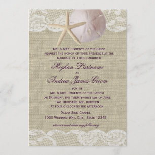 Invitation Dentelle et sable Dollar Beach Mariage