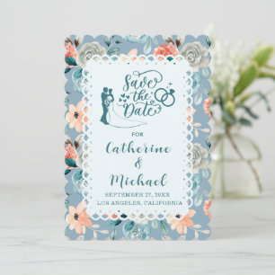 Invitation Dentelle florale bleu foncé Calligraphie décorat