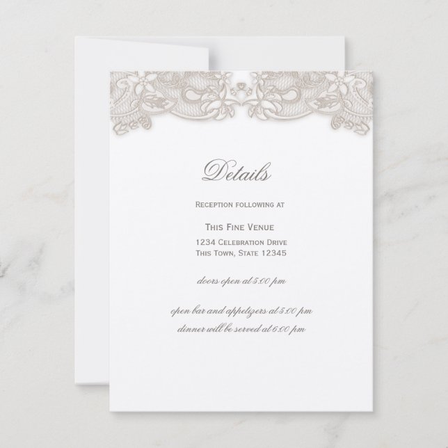 Invitation Dentelle florale victorienne sur Mariage de design (Devant)
