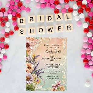 Invitation Dentelle florale vintage Élégante Fête des mariées