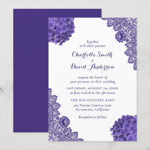 Invitation Dentelle florale violet rustique