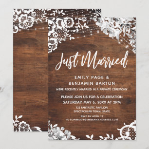 Invitation Dentelle, Lumières et Fleurs sur Bois Evénement "J