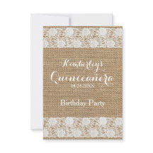 Dentelle romantique et burlap Quinceañera Invitati