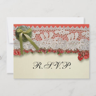 Invitation Dentelle Rose Antique Rouge Rustique Burlap Victor