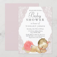 Dentelle rose C'Est Une Fille Vintage Baby shower 
