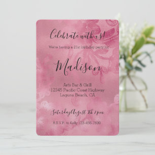 Invitation Dentelle rose chic