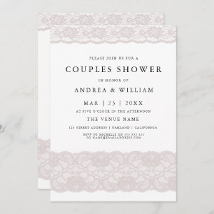 Invitation Dentelle rose Élégant Couples Moderne Douche Invit