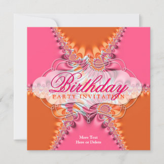 Invitation Dentelle rose Orange Exotique Anniversaire Invitat