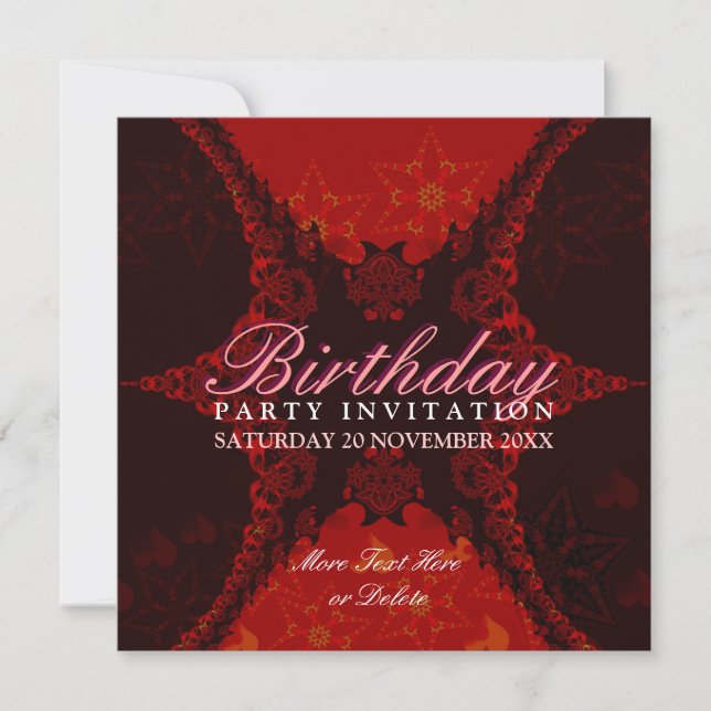 Invitation Dentelle rouge foncé Exotique fête d'anniversaire  (Devant)