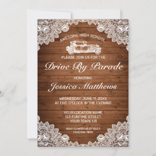 Invitation Dentelle Rustique Bois Blanc Dentelle Conduite Par