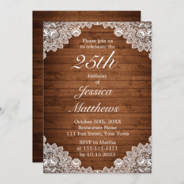 Invitation Dentelle rustique et blanche sur mesure Anniversai