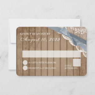 Invitation Dentelle rustique et mariage en bois de grange RSV