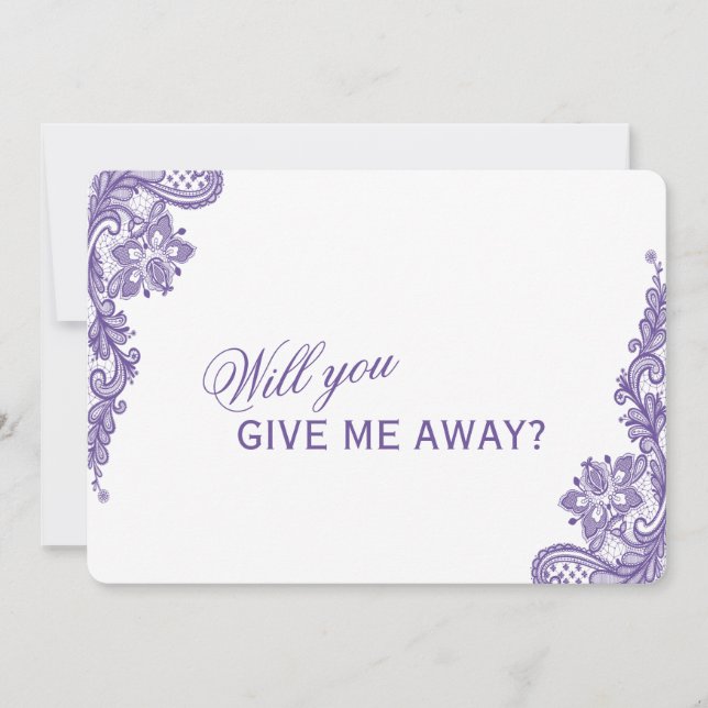 Invitation Dentelle Ultra Violet Moderne Me Donnerez-Vous (Devant)
