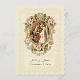 Invitation Dentelle vintage Fleurs de cerises catholiques tra