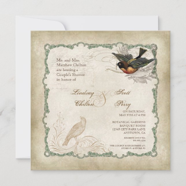 Invitation Dentelle Vintage Rose - Mocha (Devant)