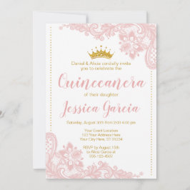 Invitation Dentelles blanches et Parties scintillant Gold Pri