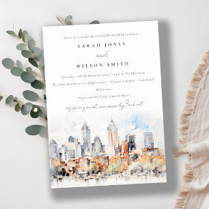 Invitation Denver Colorado Skyline Aquarelle Couples Douche C