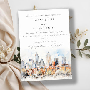 Invitation Denver Colorado Skyline Watercolor Fiançailles