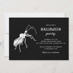Invitation Déplaisant Bug Black Halloween Party   Insecte éff