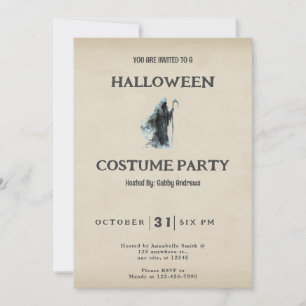 Invitation Déplaisant Éffrayant Reaper Vintage Halloween