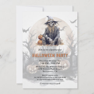 Invitation Déplaisant Skeleton Citrouille Pleine lune Hallowe