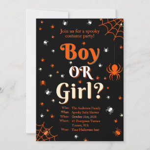 Invitation Déplaisant Spider Halloween Baby shower de révélat