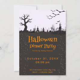 Invitation Déplaisant Town Dark Silhouette Halloween Dîner