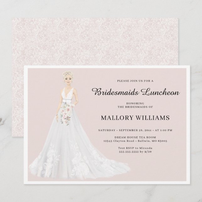 Invitation d'épouses pour déjeuner nuptiale (Devant / Derrière)