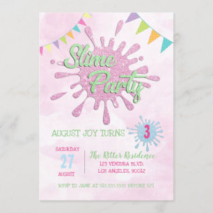 INVITATION DER PINK SLIME BIRTHDAY EINLADUNG