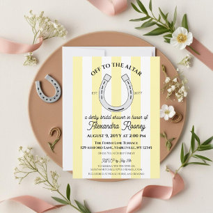 Invitation Derby Bridal Shower Yellow Cabana Rayure Fer à Che