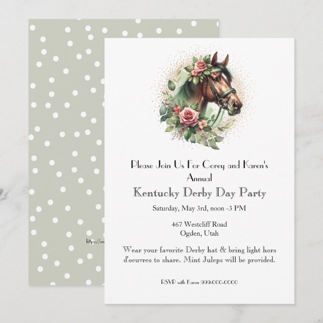 Invitation Derby Day Mint Green (Devant / Derrière)