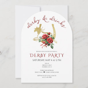 Invitation Derby de chevaux de course modernes et soirée bois