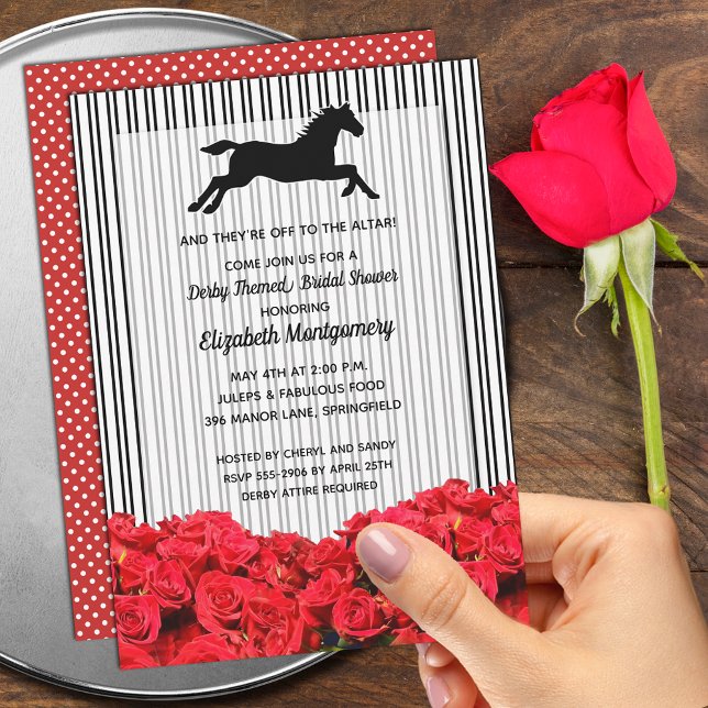 Invitation Derby Fête des mariées Red Roses Racehorse (Order INSTANT DOWNLOAD to send digitally or PRINTED invitations to mail or both!)
