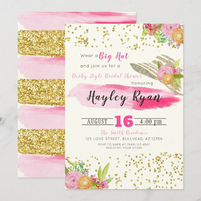Invitation Derby Style Grosse Casquette de douche nuptiale In (Devant / Derrière)