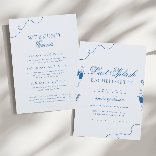 Invitation Dernier bain bleu nautique Hen Fête de Bachelorett (Créateur téléchargé)
