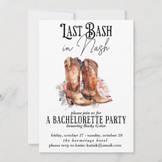 Invitation Dernier Bash à Nash Bachelorette Party Floral