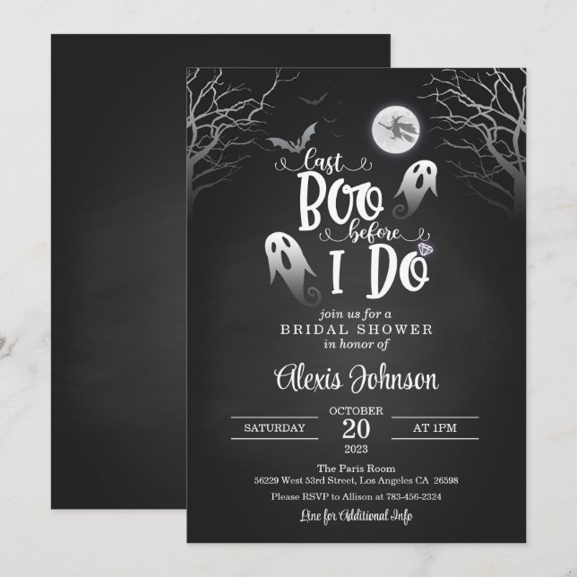 Invitation Dernier Boo avant de faire Fête des mariées (Devant / Derrière)