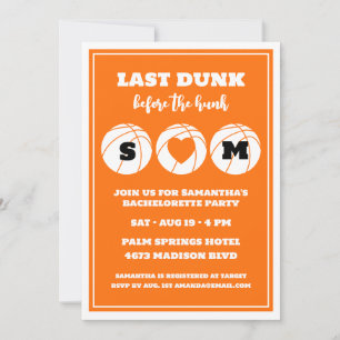Invitation Dernier Dunk Avant Le Hunk Basketball Bachelorette