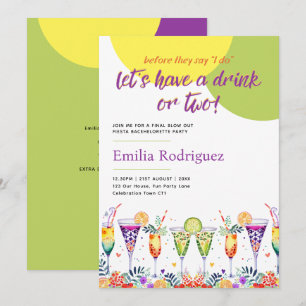 Invitation Dernier Fiesta Cocktails Fête des mariées Bachelor