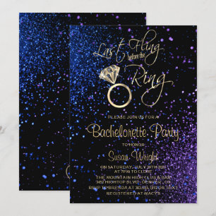 Invitation Dernier Fling avant la bague bleu-violet