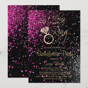 Invitation Dernier Fling avant la bague rose - Argent