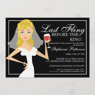 Invitation Dernier Fling Bachelorette Party de mariée moderne