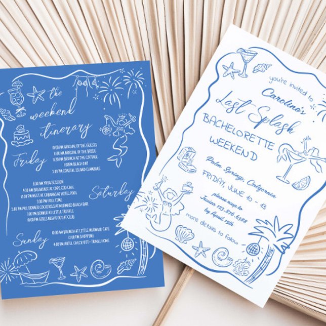 Invitation Dernier plongeon Week-end à la plage dessiné à la  (Créateur téléchargé)