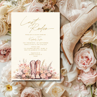 Invitation Dernier Rodéo Bottes Floral Cowgirl Fête des marié