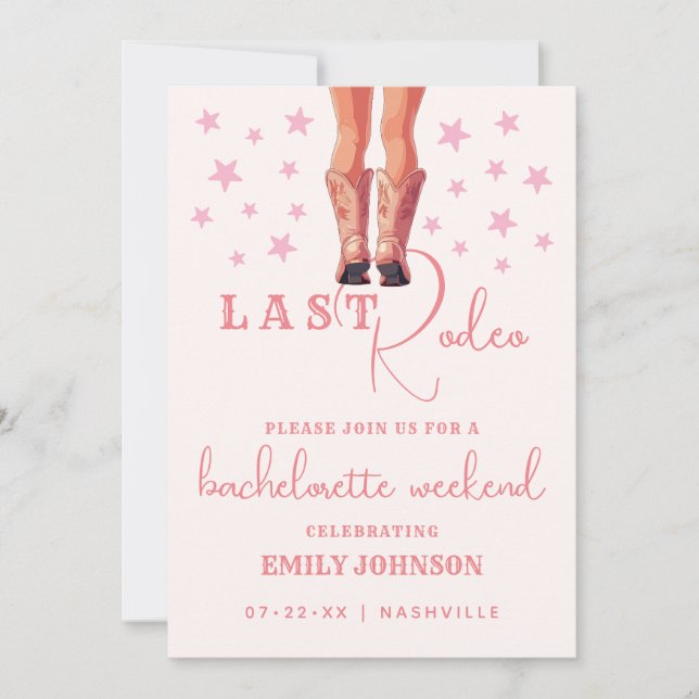 Invitation Dernier Rodeo Cowgirl Bachelorette Week-end Itinér (Devant)