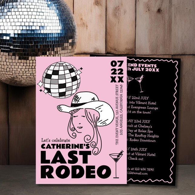 Invitation Dernier Rodeo Cowgirl Disco Main Drag Bachelorette (Créateur téléchargé)